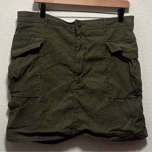 Maeve Anthropologie Olive Green Button-Front Utility Cargo Skirt